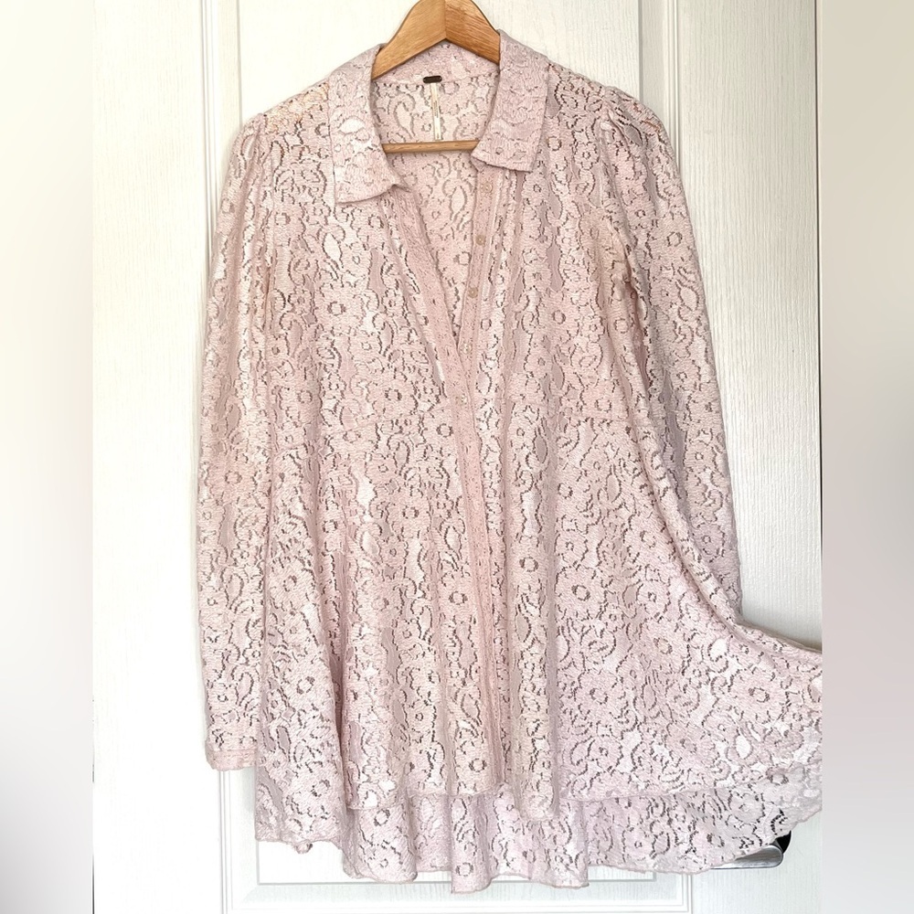 Free People Heather Lace Tunic In Champagne Dream Size S Romantic Shabby Chic
